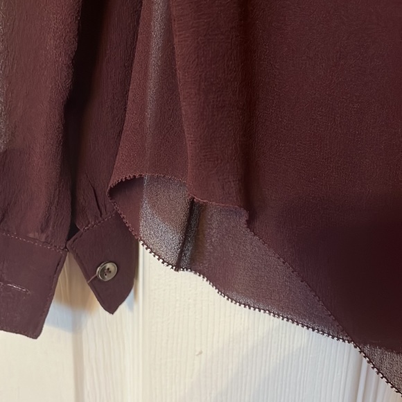 T. Babaton 100% Silk Burgundy Blouse - Picture 4 of 4
